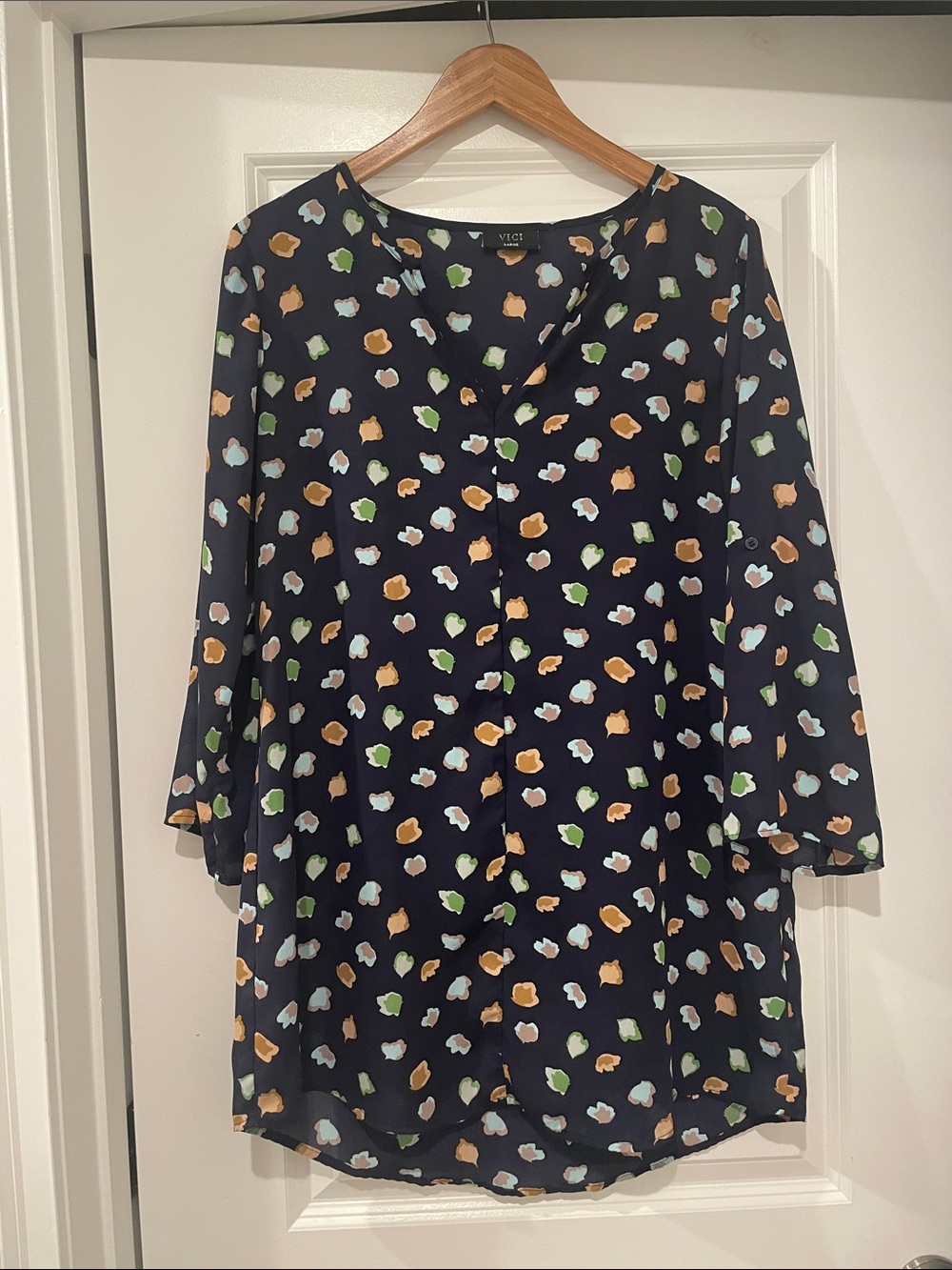Vici Navy 3/4 Sleeve tunic mini dress large
